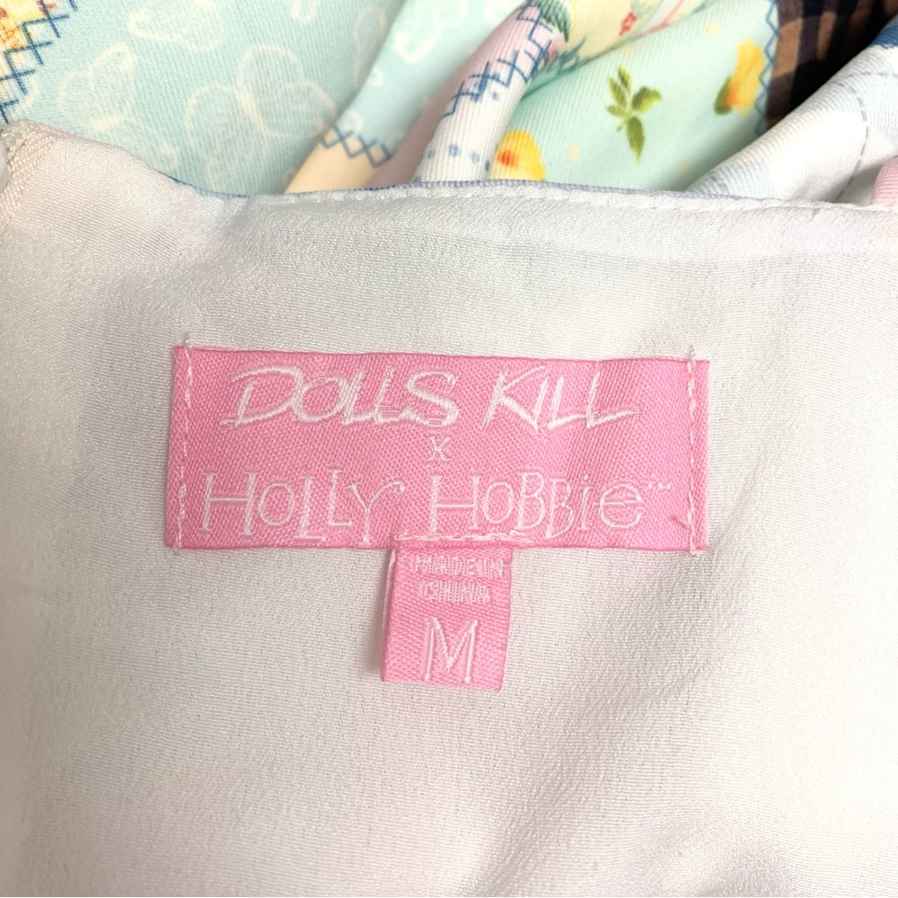 Dolls Kill Holly Hobbie Stitched With Love Patchwork Babydoll Mini Dress Medium - Picture 13 of 15